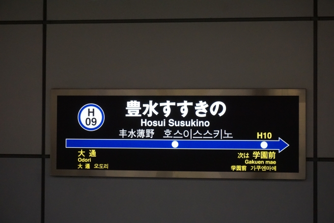 鉄道乗車記録の写真:駅名看板(3)        「豊水すすきの駅」