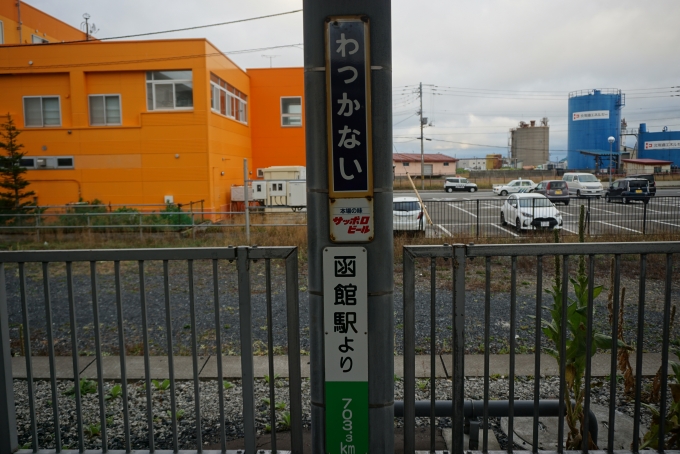 鉄道乗車記録の写真:駅舎・駅施設、様子(20)        「函館駅より703km」