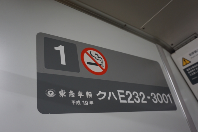 鉄道乗車記録の写真:車両銘板(2)        「JR東日本 クハE232-3001」
