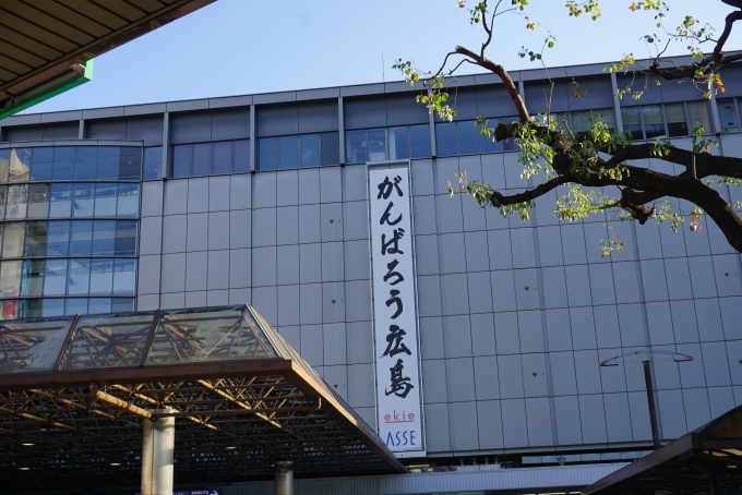 鉄道乗車記録の写真:駅舎・駅施設、様子(2)        「がんばろう広島」