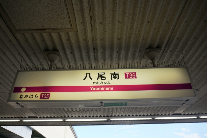 鉄道乗車記録の写真:駅名看板(6)        「八尾南駅」