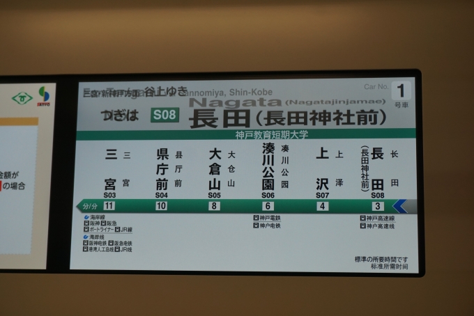 鉄道乗車記録の写真:車内設備、様子(7)        「神戸市交通局 6140
次は長田」