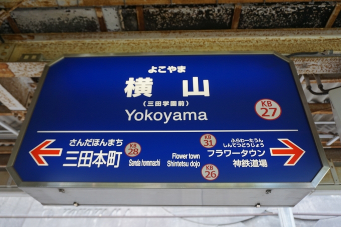 鉄道乗車記録の写真:駅名看板(5)        「横山駅」