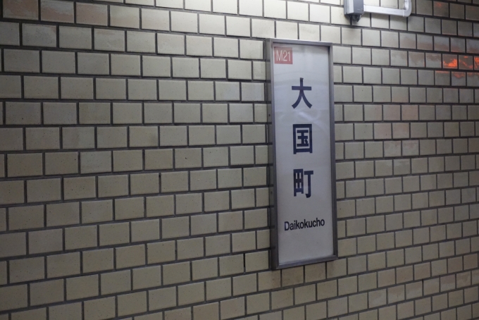 鉄道乗車記録の写真:駅名看板(6)        「大国町駅」