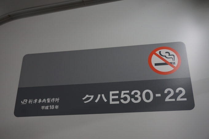 鉄道乗車記録の写真:車両銘板(3)        「JR東日本 クハE530-22」