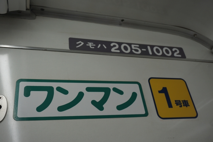鉄道乗車記録の写真:車両銘板(6)        「JR東日本 クモハ205-1002」