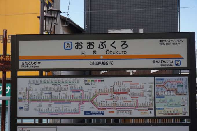 鉄道乗車記録の写真:駅名看板(3)        「大袋駅」