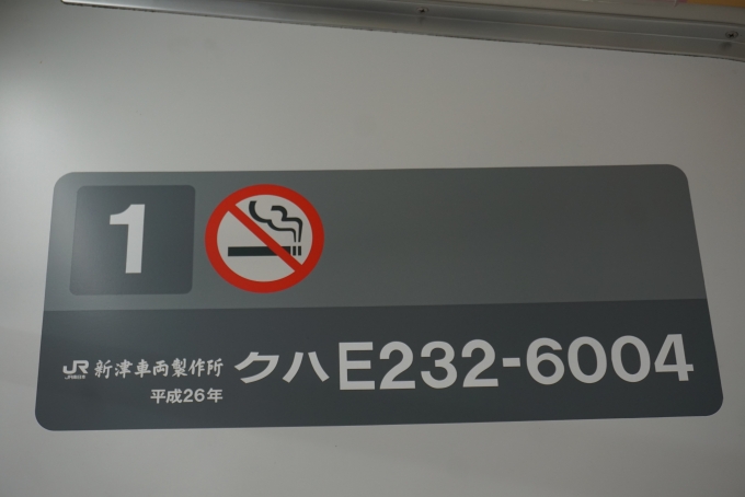 鉄道乗車記録の写真:車両銘板(3)        「JR東日本 クハE232-6004」