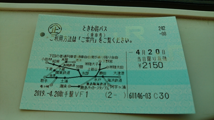鉄道乗車記録の写真:きっぷ(3)        「2,150円のときわ路パス」
