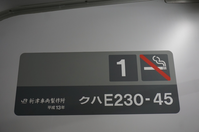 鉄道乗車記録の写真:車両銘板(2)        「JR東日本 クハE230-45」