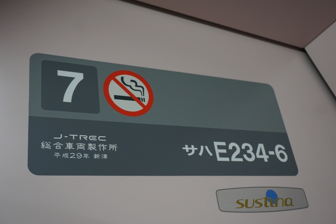 鉄道乗車記録の写真:車両銘板(3)        「JR東日本 サハE234-6」