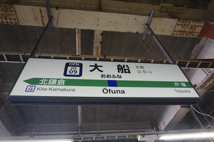 鉄道乗車記録の写真:駅名看板(1)        「横須賀線大船駅」