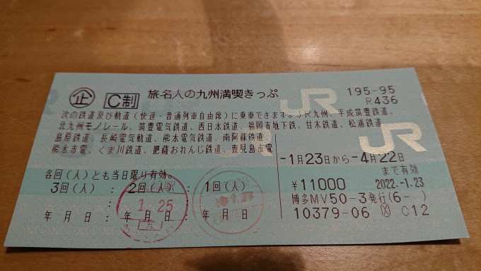 鉄道乗車記録の写真:きっぷ(8)        「旅名人の九州満喫きっぷ2回目」