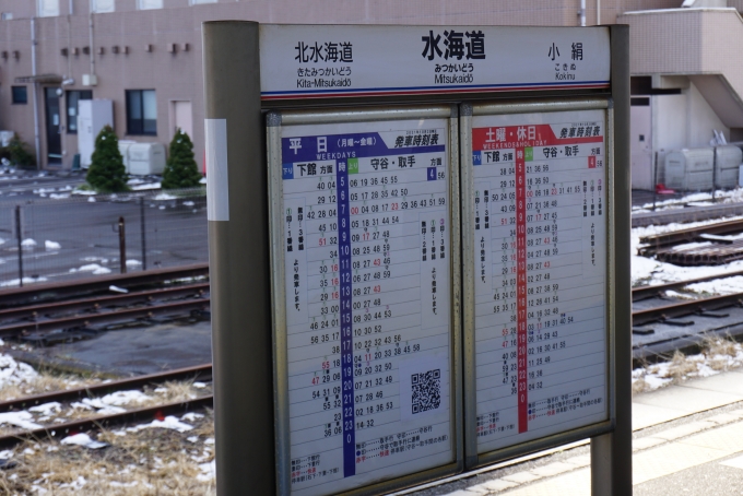 鉄道乗車記録の写真:駅名看板(3)        「水海道駅」