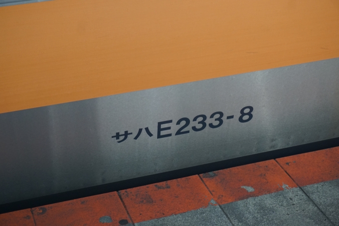鉄道乗車記録の写真:車両銘板(5)        「JR東日本 サハE233-8」