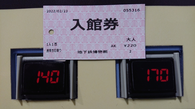 鉄道乗車記録の写真:旅の思い出(8)        「地下鉄博物館入館券220円」