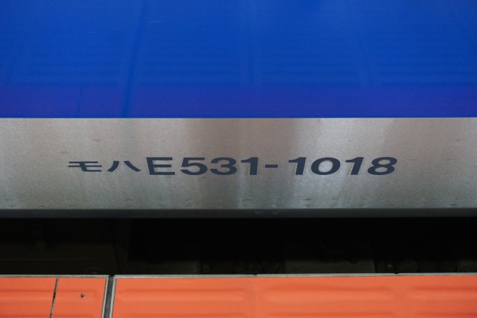 鉄道乗車記録の写真:車両銘板(2)        「JR東日本 モハE531-1018」