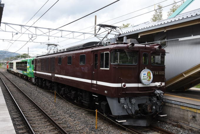 鉄道乗車記録の写真:ヘッドマーク(1)        「EF64-1052(茶釜)＋風っこ＋DD16-11号機による「風っこ善知鳥」号」