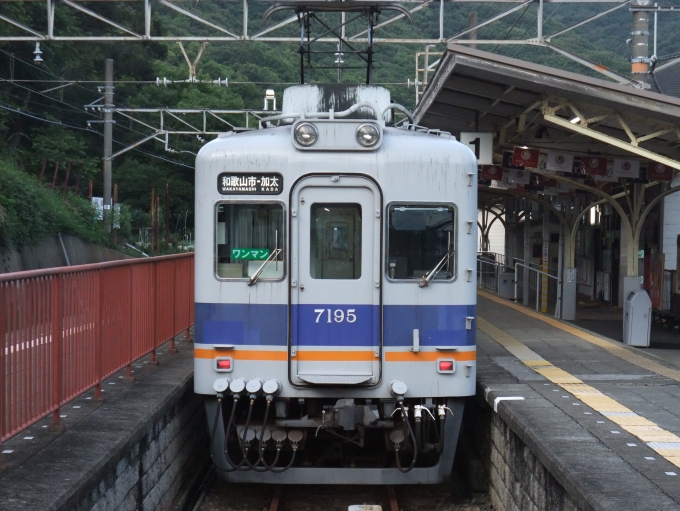 鉄道乗車記録の写真:乗車した列車(外観)(1)          「加太線を走る列車は7100系の2両編成で運転されています」