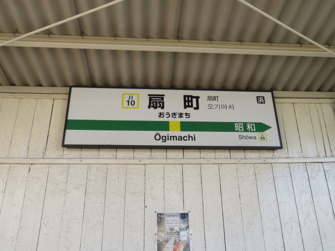 鉄道乗車記録の写真:駅名看板(1)        「扇町駅の駅名看板です」
