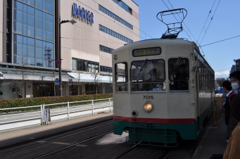 電鉄富山駅・エスタ前停留場から大学前停留場の乗車記録(乗りつぶし)写真