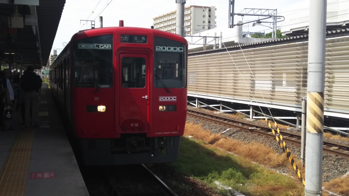 鉄道乗車記録の写真:乗車した列車(外観)(4)     「高架切替前の熊本で撮影」