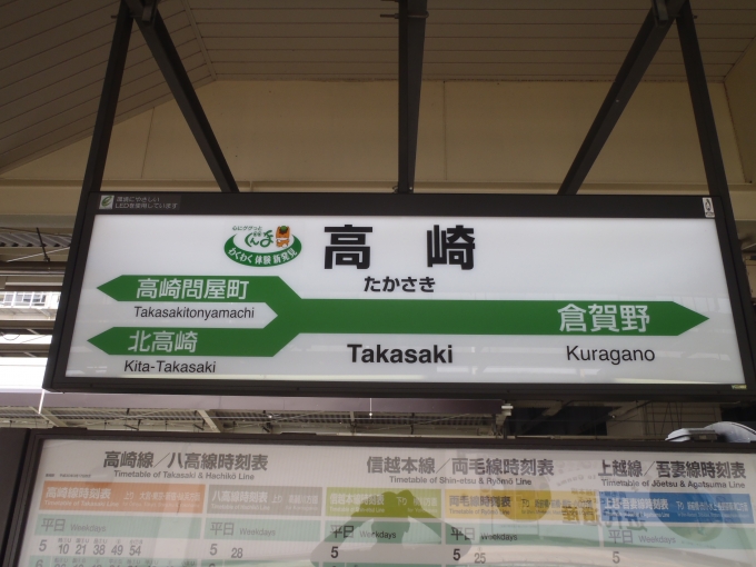 鉄道乗車記録の写真:駅名看板(1)     「高崎駅」