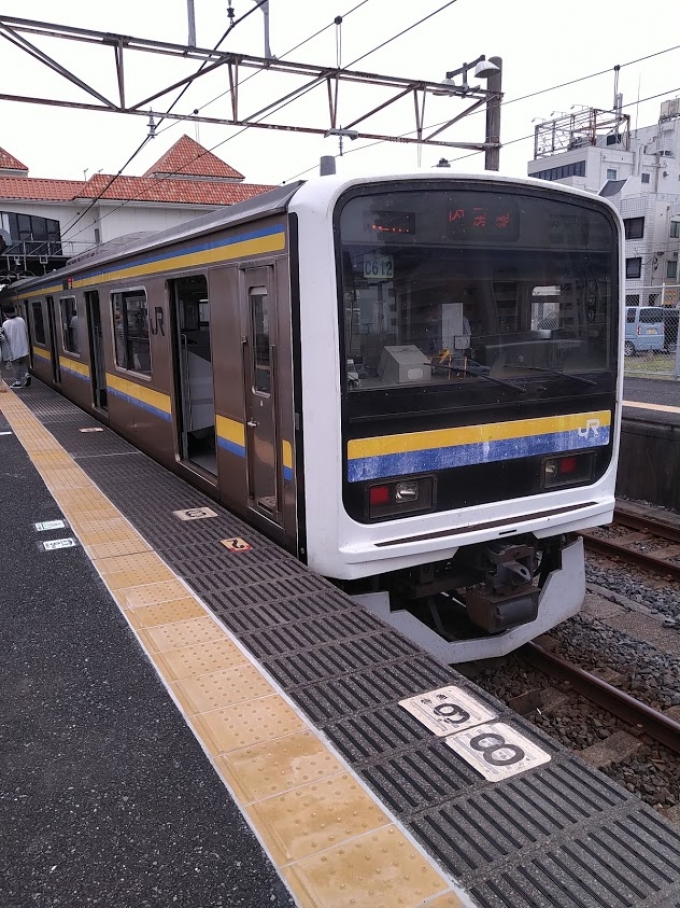 鉄道乗車記録の写真:乗車した列車(外観)(2)     「館山に終着。
二日で4本目の209。
・・・ケト線のときだってそんな乗ったことないぞ・・・」