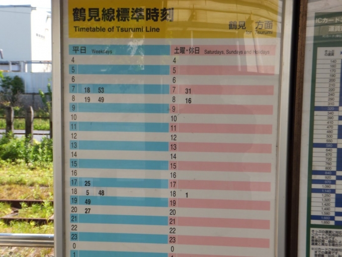 鉄道乗車記録の写真:駅舎・駅施設、様子(7)        「大川駅の時刻表。
朝晩のみ、昼は一本もない、清々しいまでの通勤特化ダイヤ。
これだけ見るとまるで廃線間近のローカル線みたいだが、政令指定都市の川崎市にあるというのが（個人的には）面白い。」