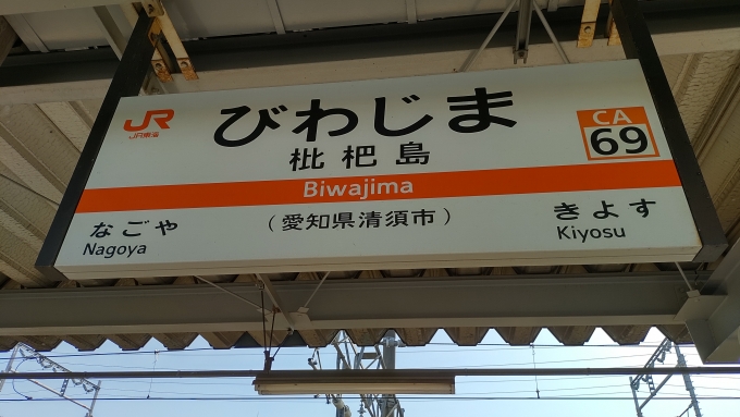 鉄道乗車記録の写真:駅名看板(1)        「この後JR枇杷島駅から名古屋駅へ行き新幹線で帰る予定でした。

が、城北線でキハに乗れて浮かれていたのか名古屋方面と反対の電車に乗ってました… でもこちらからでも新快速で帰れるので良かったデス。」
