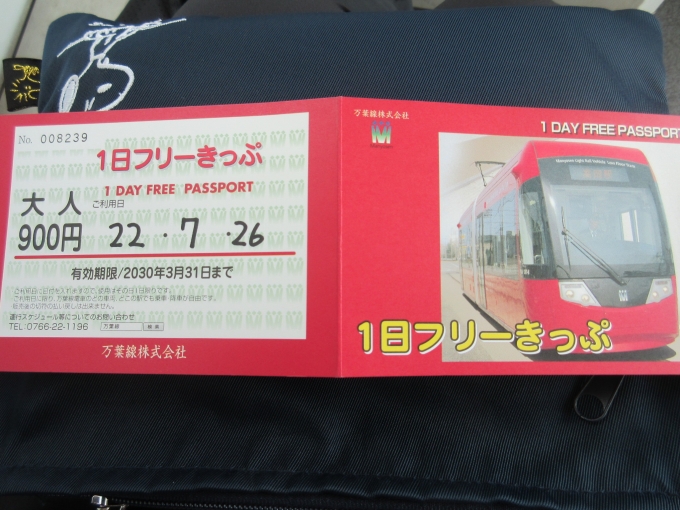 鉄道乗車記録の写真:きっぷ(1)        「万葉線のフリーきっぷ、900円です。」