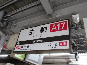 生駒駅から石切駅の乗車記録(乗りつぶし)写真