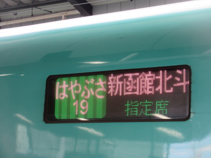 鉄道乗車記録の写真:方向幕・サボ(5)     「はやぶさは北海道まで行くんですね、いつかは行ってみたい！」