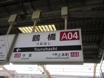 鶴橋駅から近鉄八尾駅の乗車記録(乗りつぶし)写真