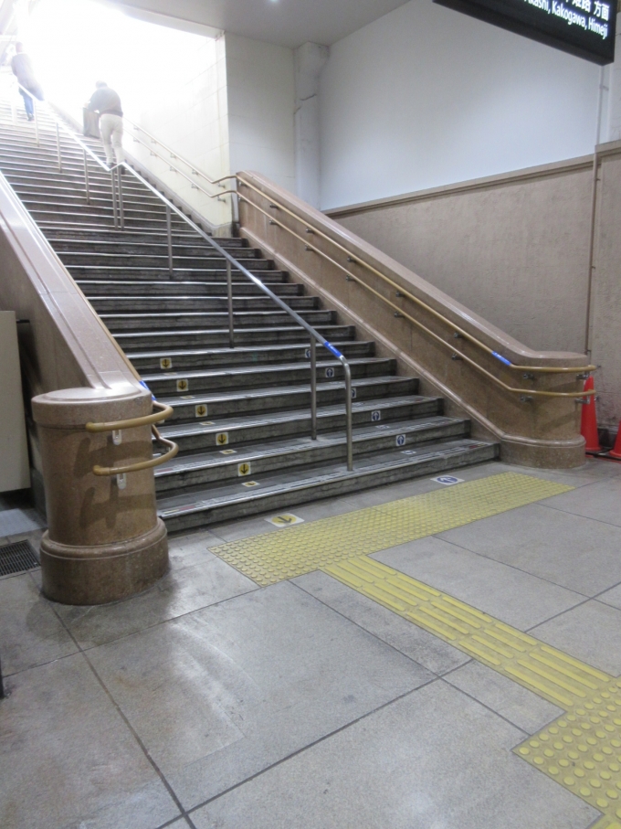 鉄道乗車記録の写真:駅舎・駅施設、様子(5)        「この昭和レトロな雰囲気が漂う階段が好きです。」