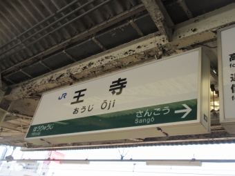 写真:王寺駅の駅名看板