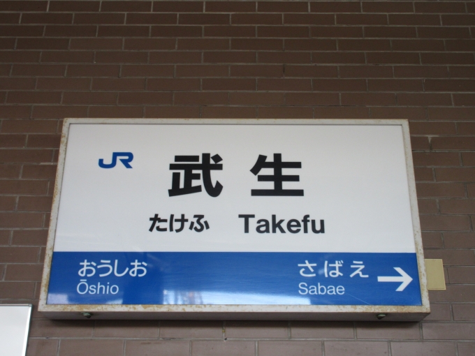鉄道乗車記録の写真:駅名看板(3)        「武生駅で降りるのは初めてです。」