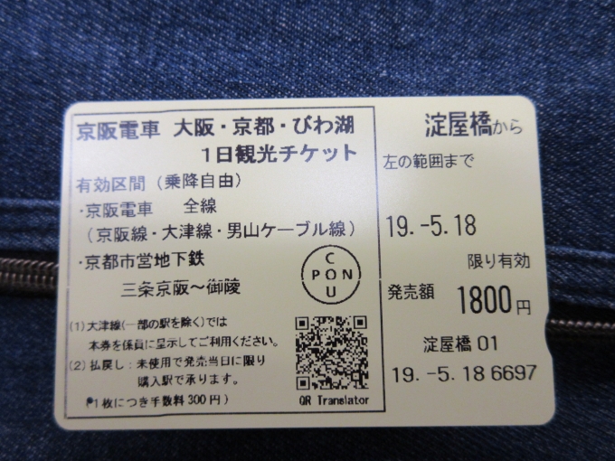 鉄道乗車記録の写真:きっぷ(1)        「今日はこのフリーきっぷを使って京阪電車に乗ります。」
