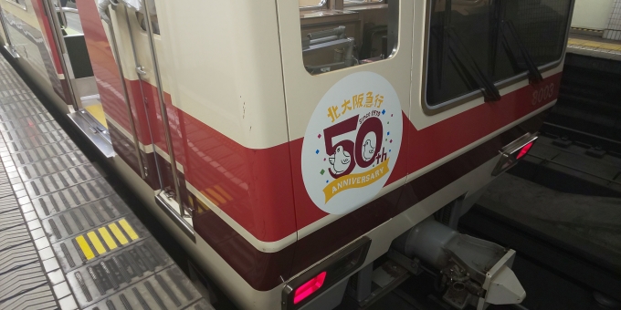鉄道乗車記録の写真:乗車した列車(外観)(1)        「北急開業50周年記念HM」