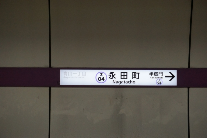 鉄道乗車記録の写真:駅名看板(2)        「半蔵門線」