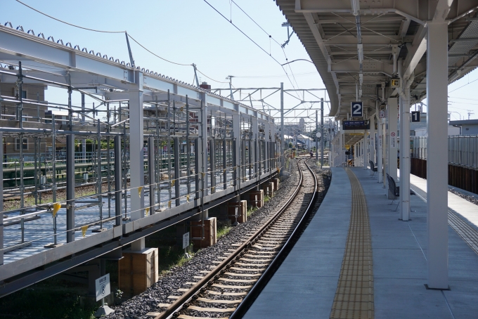 鉄道乗車記録の写真:駅舎・駅施設、様子(2)        「工事中の喜多山駅」