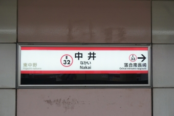 東中野駅から中井駅の乗車記録(乗りつぶし)写真