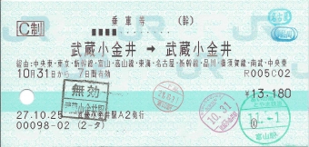 武蔵小金井駅から武蔵小金井駅の乗車記録(乗りつぶし)写真