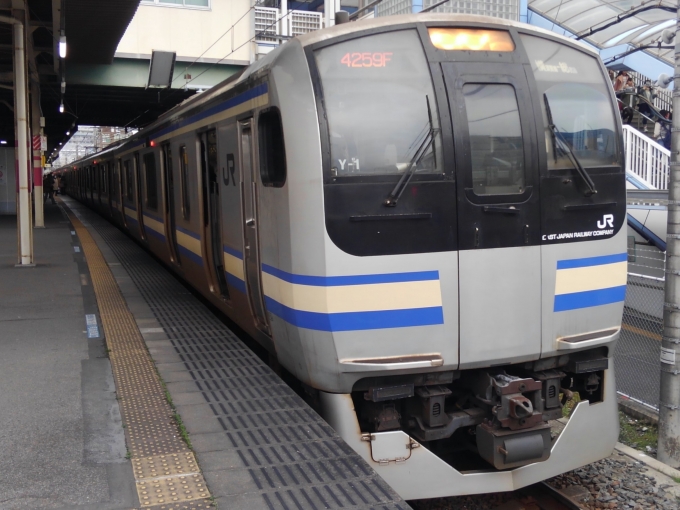 鉄道乗車記録の写真:乗車した列車(外観)(1)        「乗車した列車。
E217系Y-1編成。」