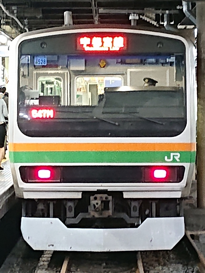 鉄道乗車記録の写真:乗車した列車(外観)(1)          「上野駅地下ホームでは完全な正面構図での撮影が可能です。」