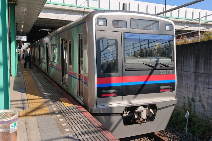鉄道乗車記録の写真:乗車した列車(外観)(1)          「乗車した列車。
京成3000形3018編成。」