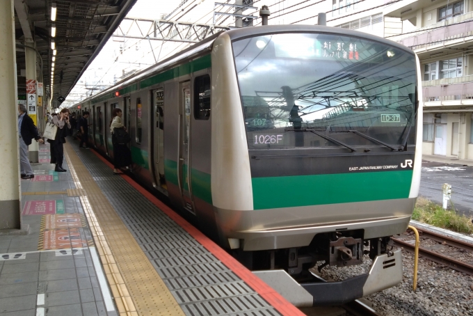 鉄道乗車記録の写真:乗車した列車(外観)(1)        「乗車した列車。
E233系7000番台ハエ107編成。」