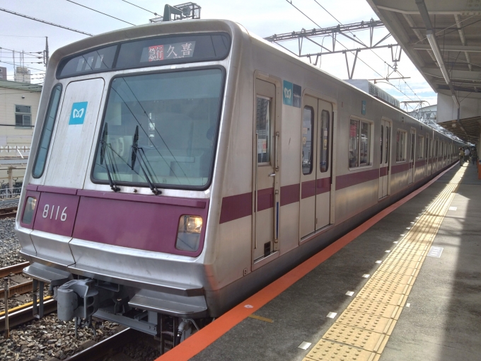 鉄道乗車記録の写真:乗車した列車(外観)(1)        「乗車した列車。
東京メトロ8000系8116編成。」