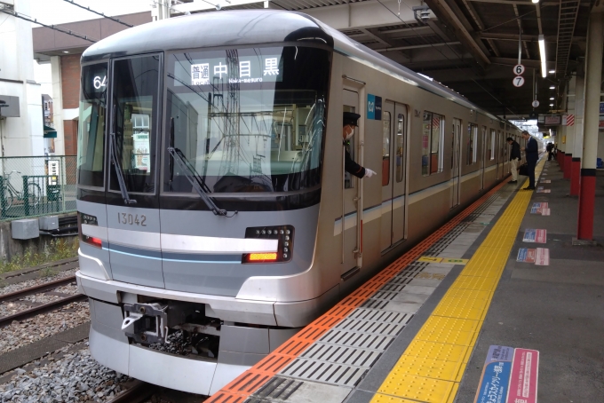 鉄道乗車記録の写真:乗車した列車(外観)(1)        「乗車した列車。
東京メトロ13000系13142編成。」