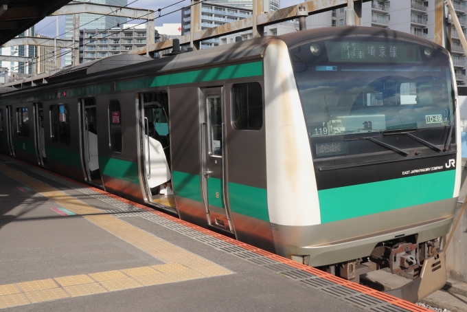 鉄道乗車記録の写真:乗車した列車(外観)(1)        「乗車した列車。
E233系7000番台ハエ119編成。」